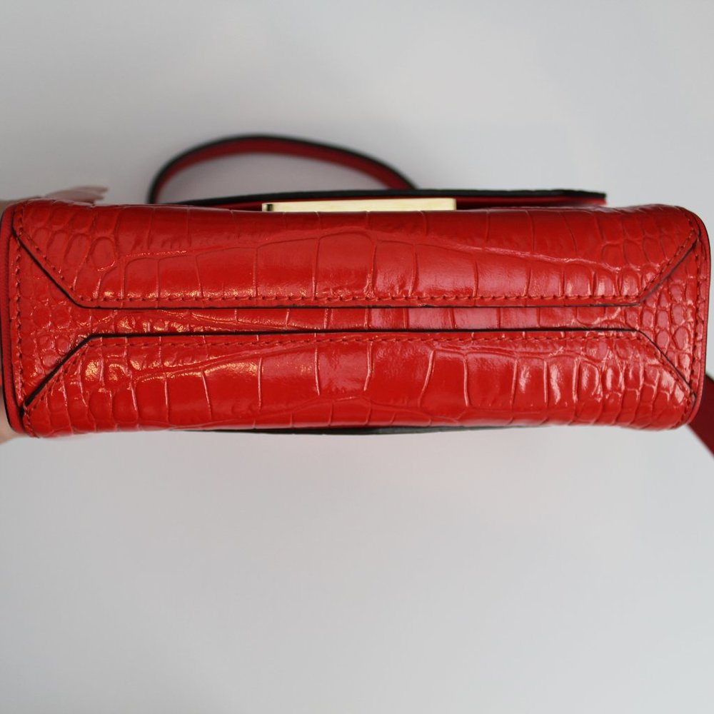Givenchy Eden Top Handle Bag Crocodile Embossed Leather Mini Red - Picture 9 of 12